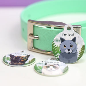 Foggy Forest Personalised Cute Cat Pet Identity Name Tag