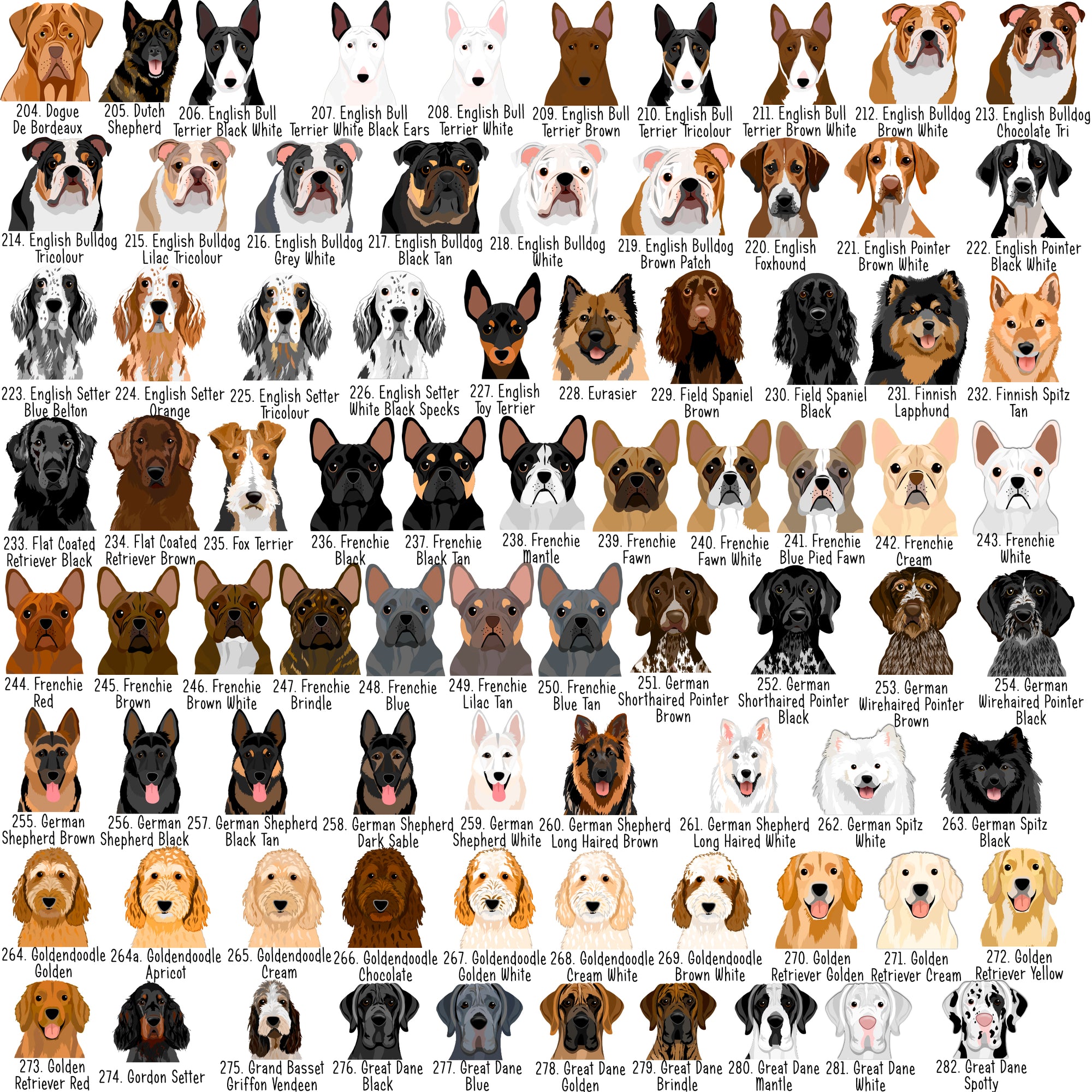 Dog Tag Personalised - Pastel Harlequin Realistic Illustrations