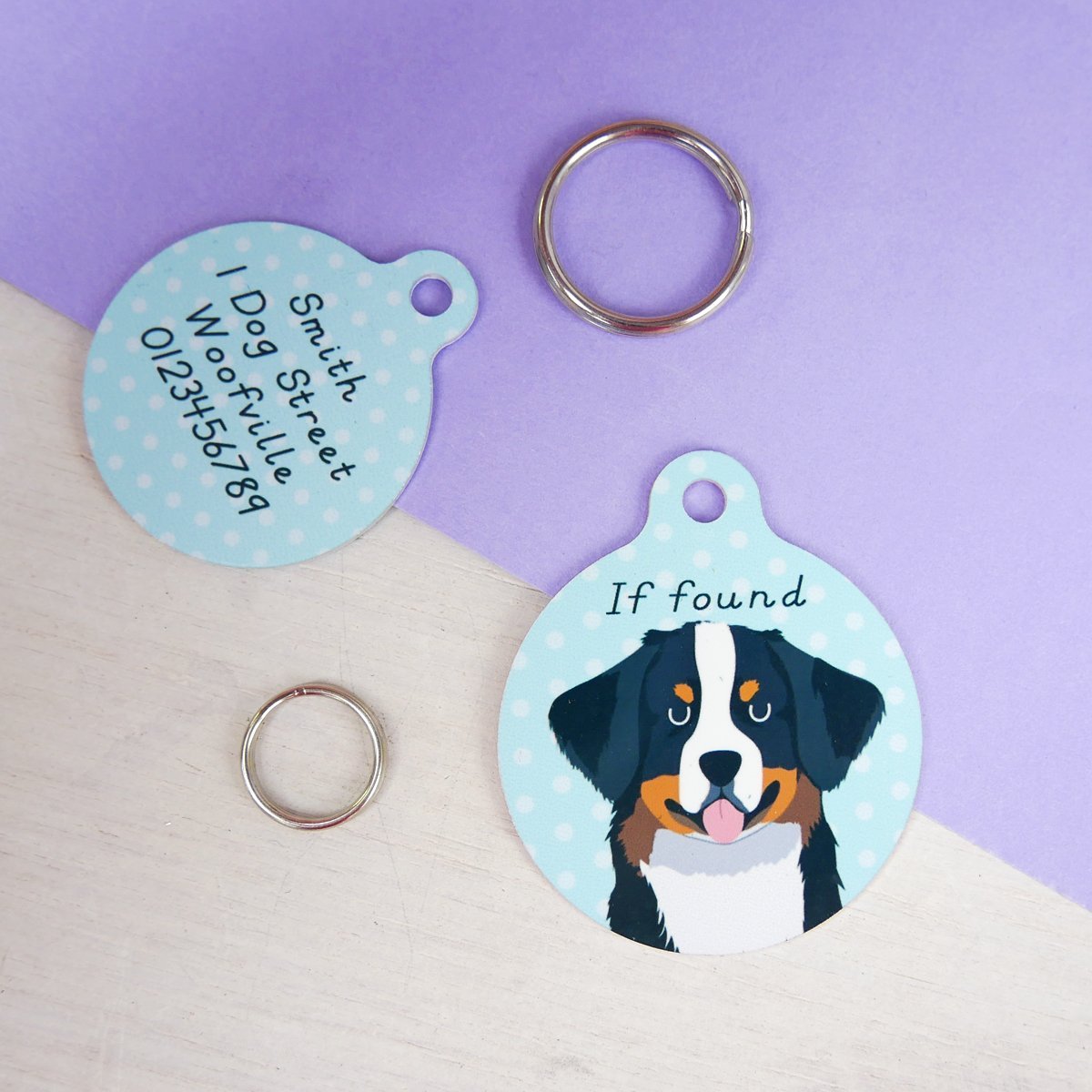 Bernese Mountain Dog Personalised Dog ID Tag  - Hoobynoo - Personalised Pet Tags and Gifts