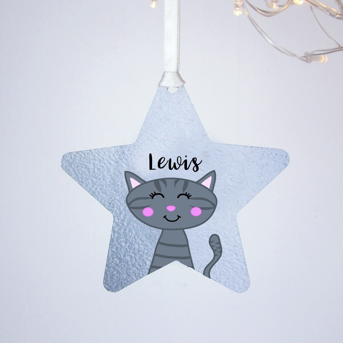 Silver Printed Personalised Cat Christmas Decoration  - Hoobynoo - Personalised Pet Tags and Gifts