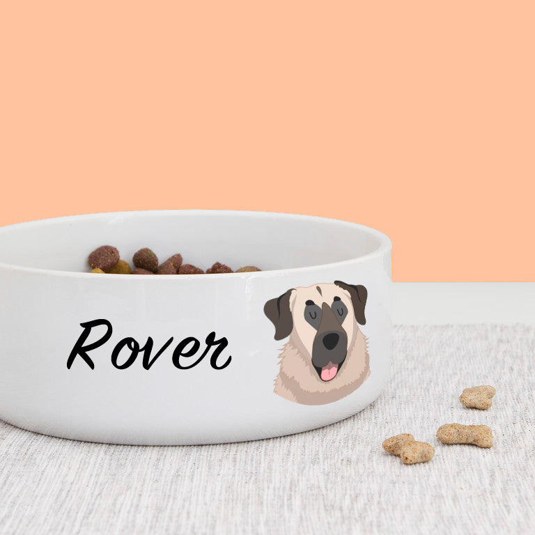 Anatolian Shepherd Dog Personalised Bold Ceramic Dog Bowl  - Hoobynoo - Personalised Pet Tags and Gifts