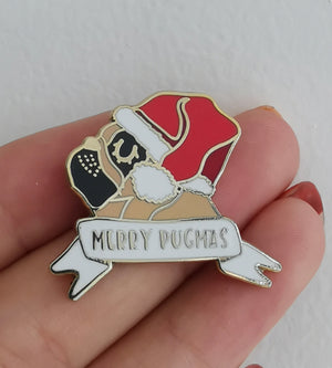 PRE-ORDER  Merry Pugmas Enamel Pin  - Hoobynoo - Personalised Pet Tags and Gifts