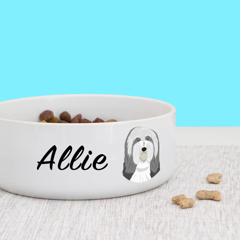 Bearded Collie Personalised Bold Ceramic Dog Bowl  - Hoobynoo - Personalised Pet Tags and Gifts