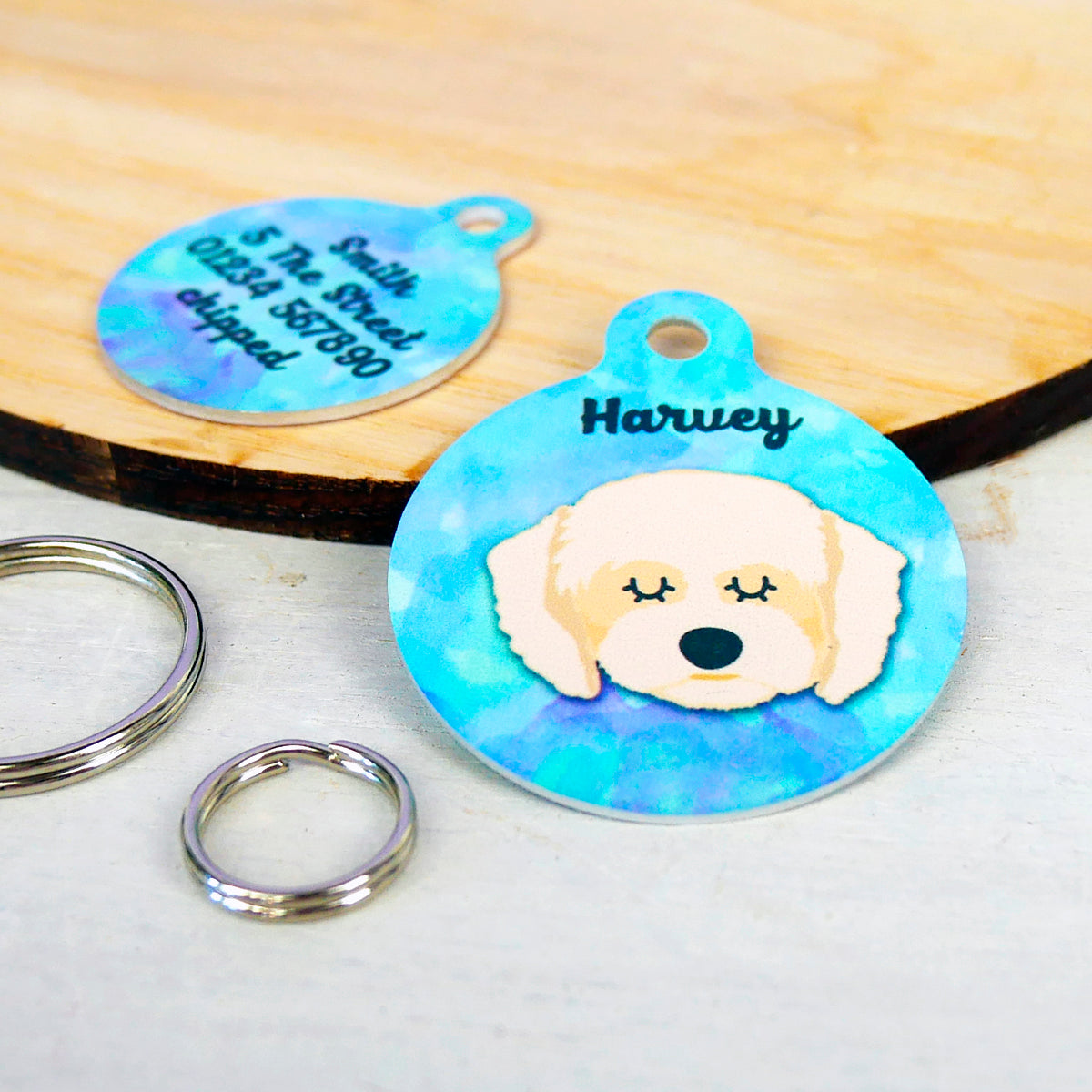 Personalised Cavapoo Dog ID Tag - Watercolour  - Hoobynoo - Personalised Pet Tags and Gifts