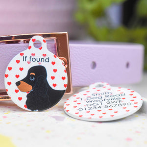 Cocker Spaniel Personalised Dog Tag - Red Hearts