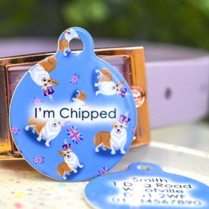 Personalised Queen's Jubilee Dog Tag - Cute Corgis