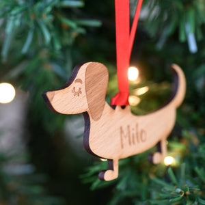 Dachshund Personalised Wooden Christmas Decoration