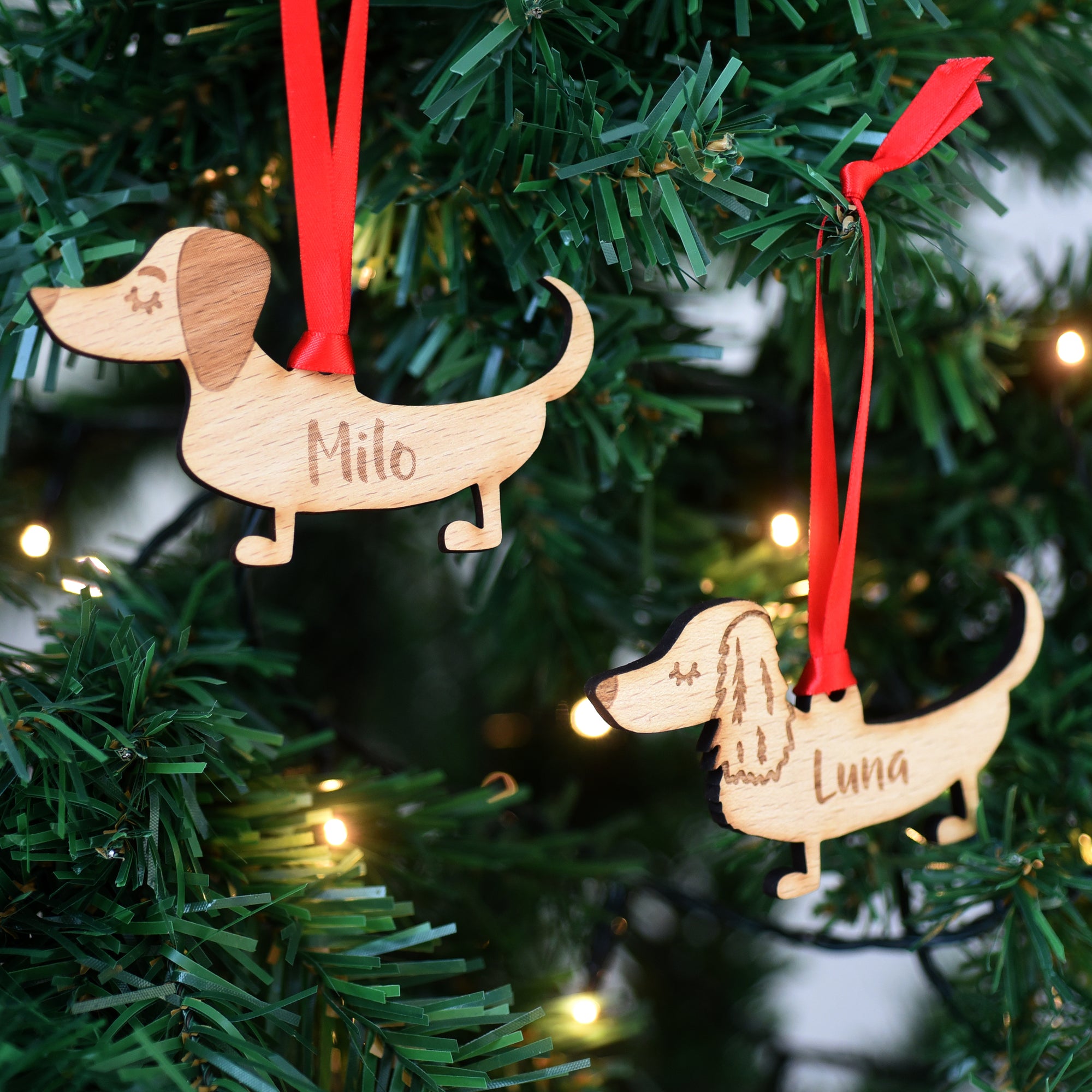 Dachshund Personalised Wooden Christmas Decoration
