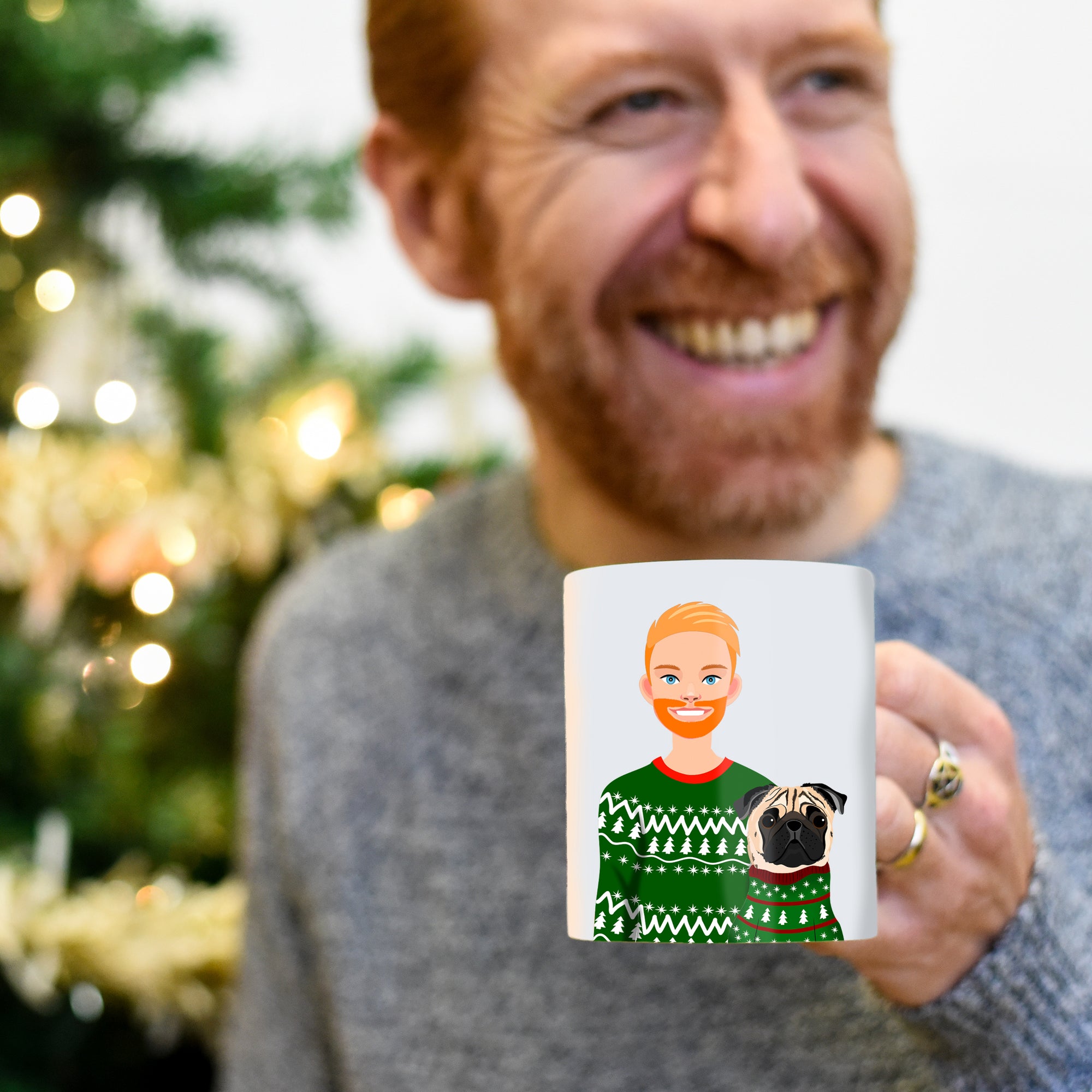 Personalised Dog Dad Christmas Jumper Gift Mug