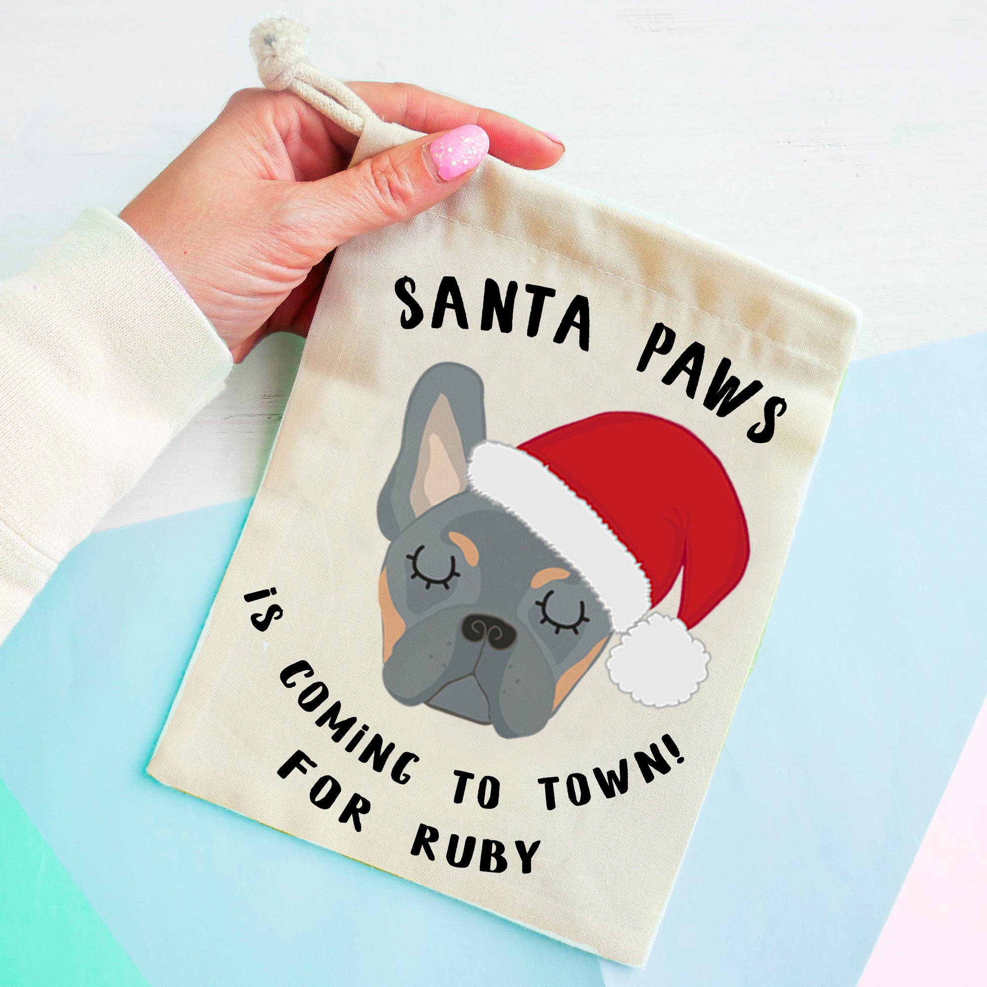 French Bulldog Christmas Treat Present Bag  - Hoobynoo - Personalised Pet Tags and Gifts