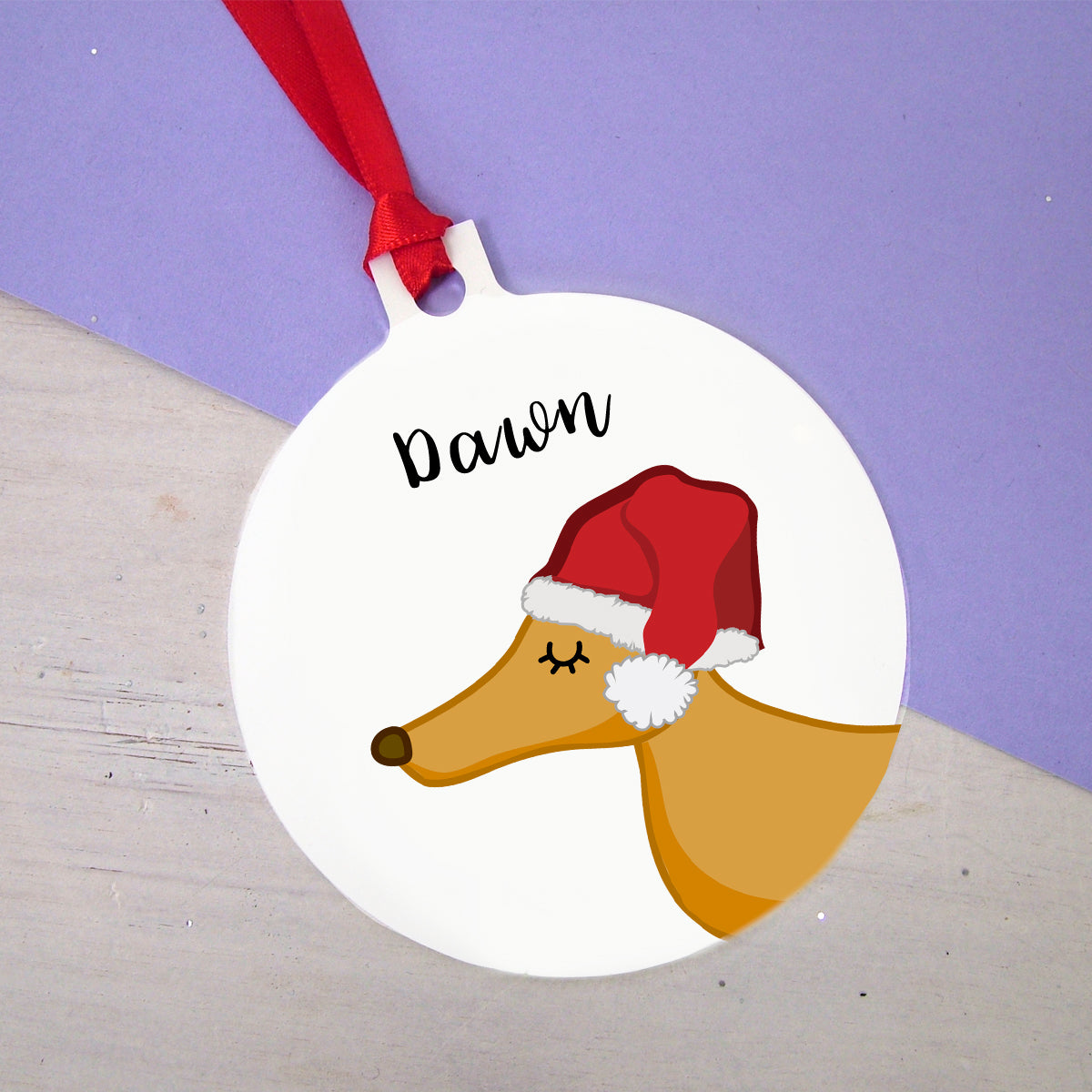 Greyhound in Santa Hat Christmas Decoration Star Bauble  - Hoobynoo - Personalised Pet Tags and Gifts