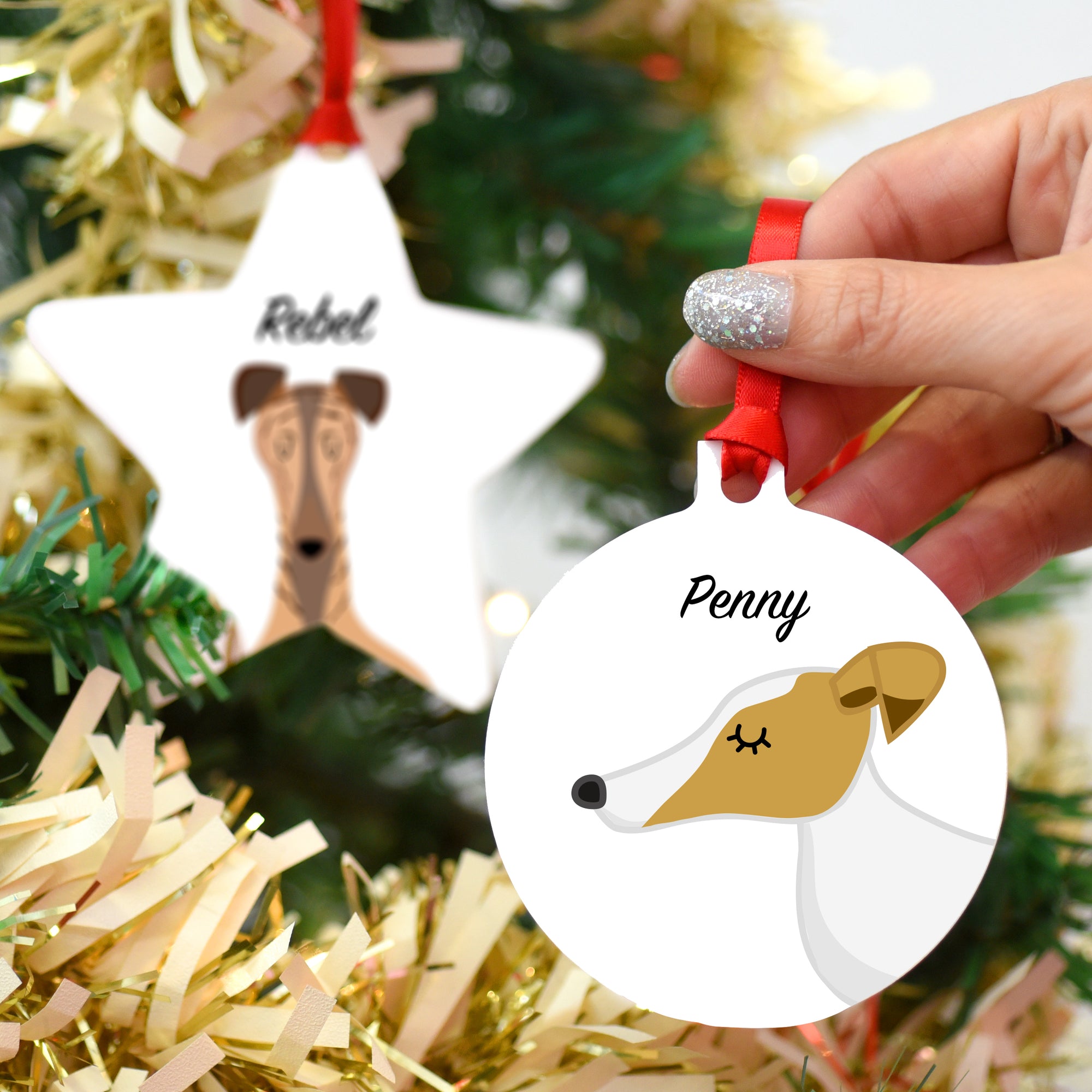 Greyhound/Whippet Personalised Dog Christmas Decoration
