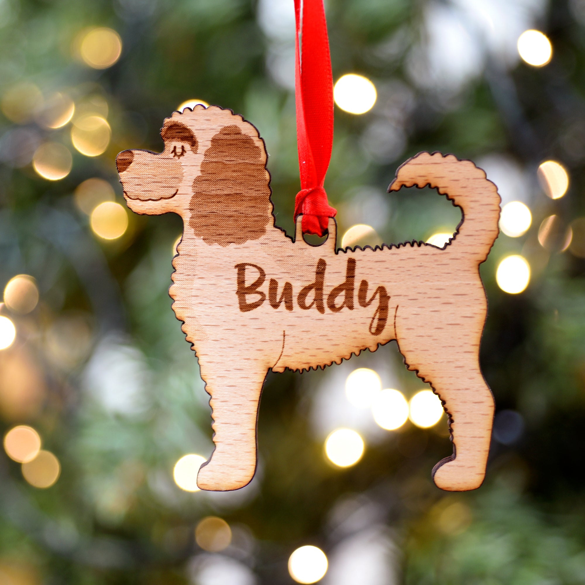 Labradoodle Personalised Wooden Christmas Decoration