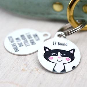 Cat Personalised Dog Tag - White
