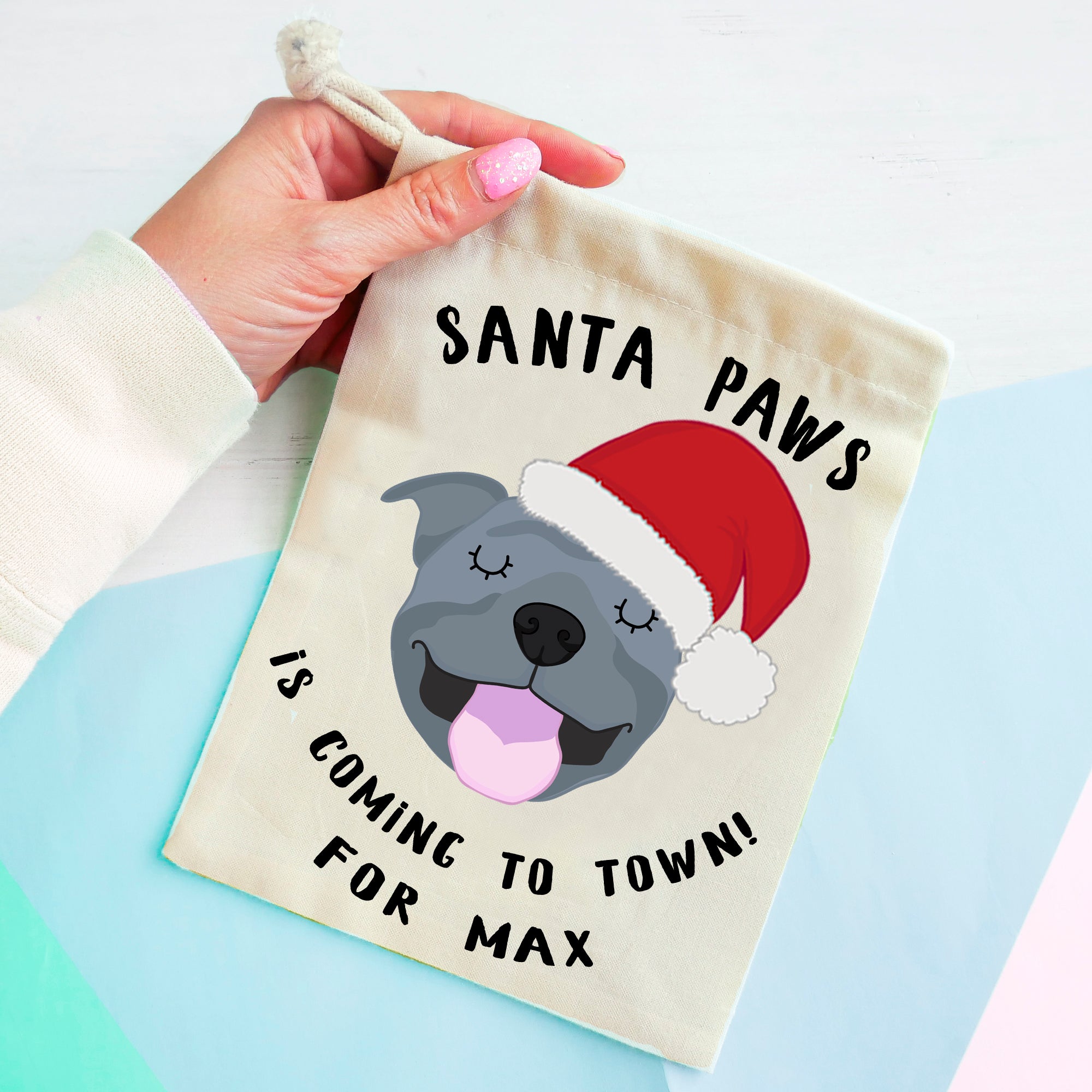 Staffordshire Bull Terrier Christmas Treat Present Bag  - Hoobynoo - Personalised Pet Tags and Gifts