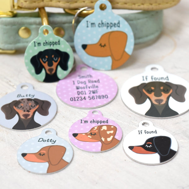 Personalised Dachshund Dog Tag - Polka Dot – Hoobynoo.co.uk
