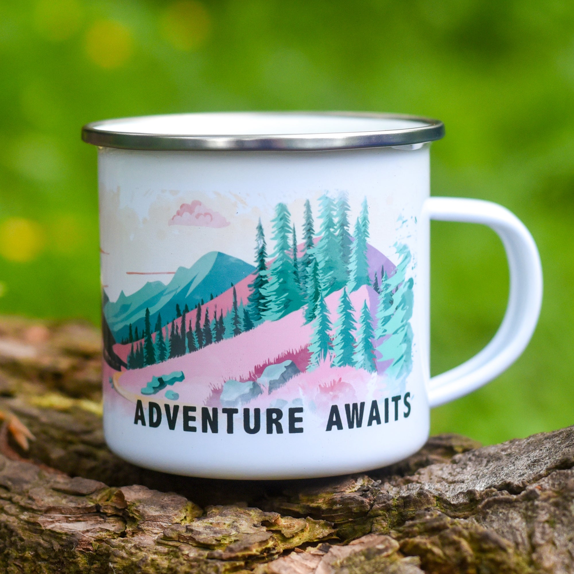Adventure Awaits Enamel Camping Mug