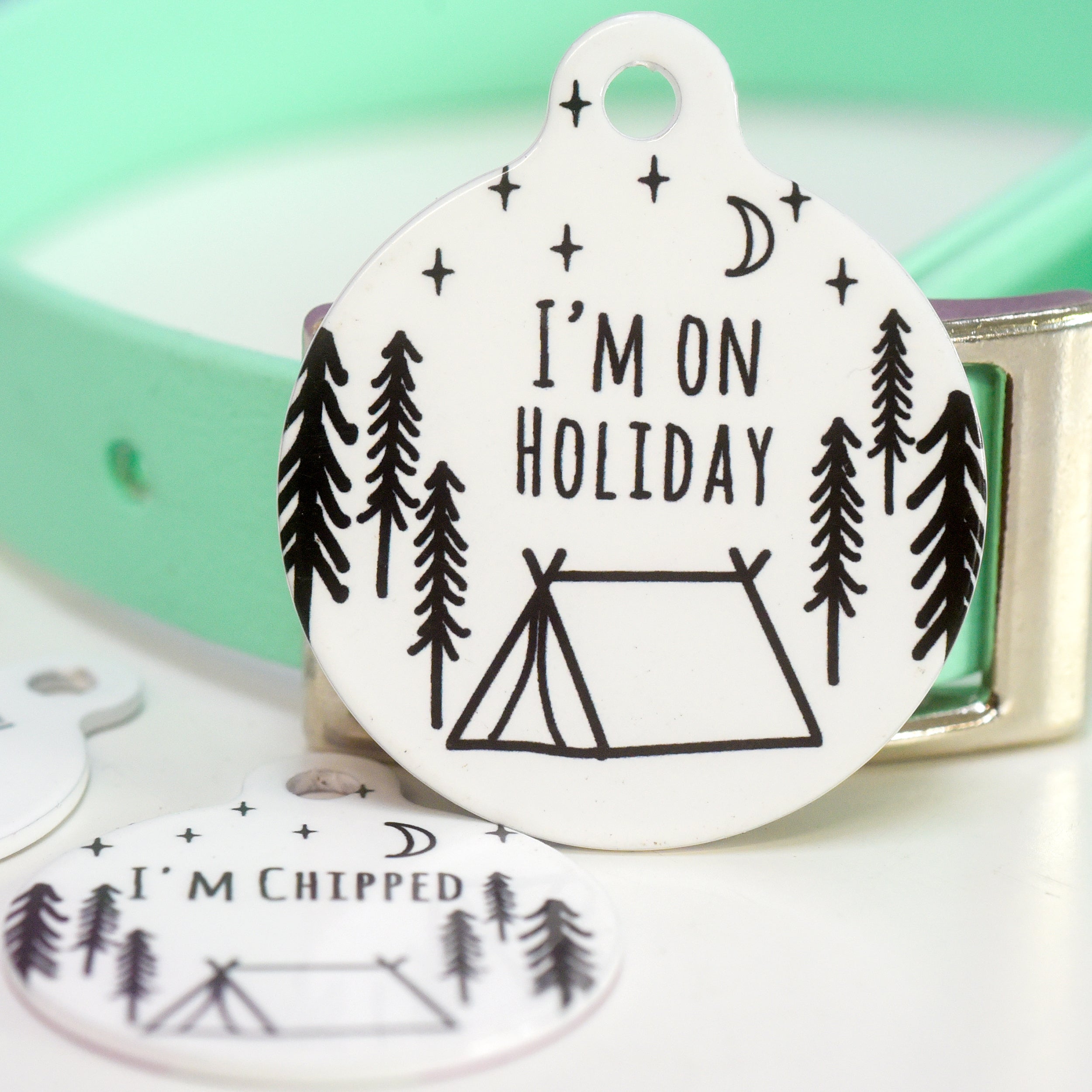 Personalised Camping Pet Name ID Tag