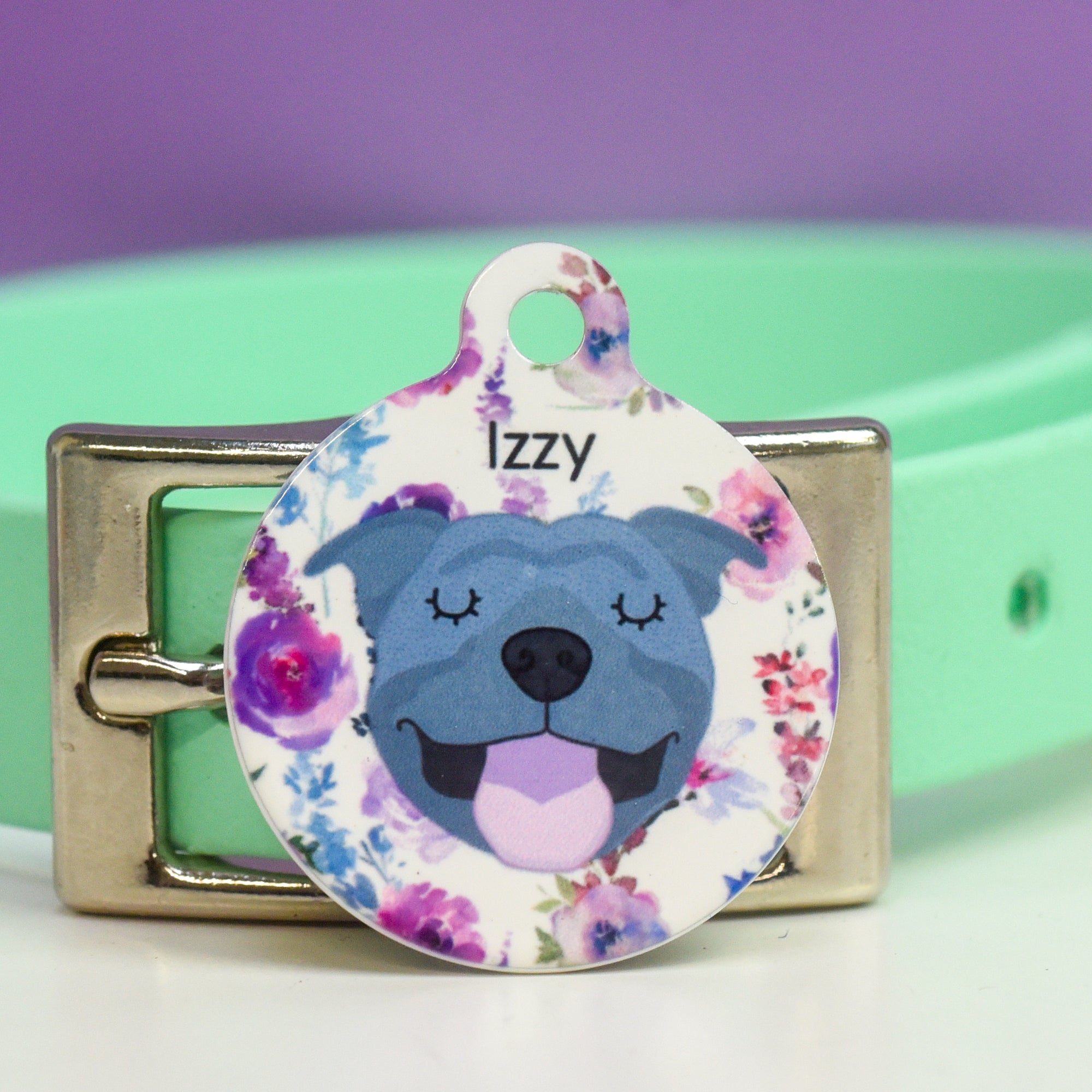 Dog Tag Personalised - Floral