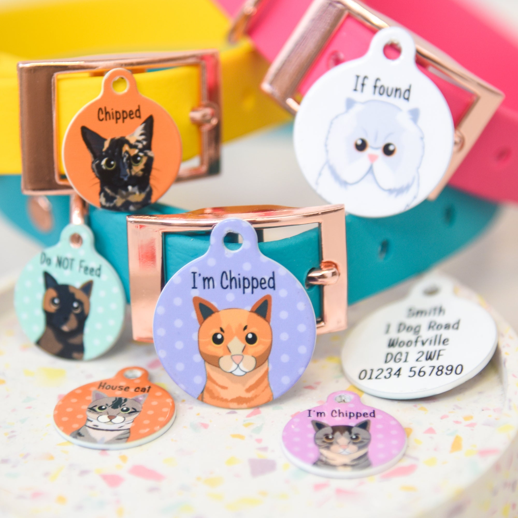 Personalised Cute Cat Pet Identity Name Tag