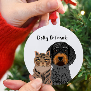 Dog and Cat Christmas Tree Bauble Decoration Personalised