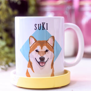 Personalised Cute Dog Illustrated Mug - Diamond