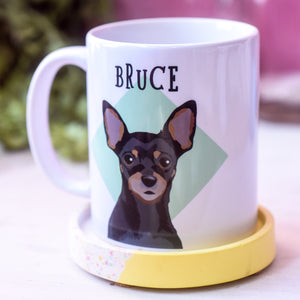 Personalised Cute Dog Illustrated Mug - Diamond