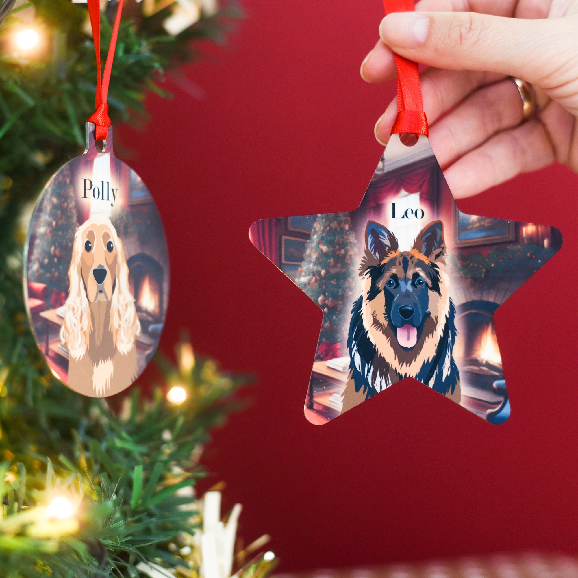 Personalised Dog Traditional Christmas Scene Decoration
