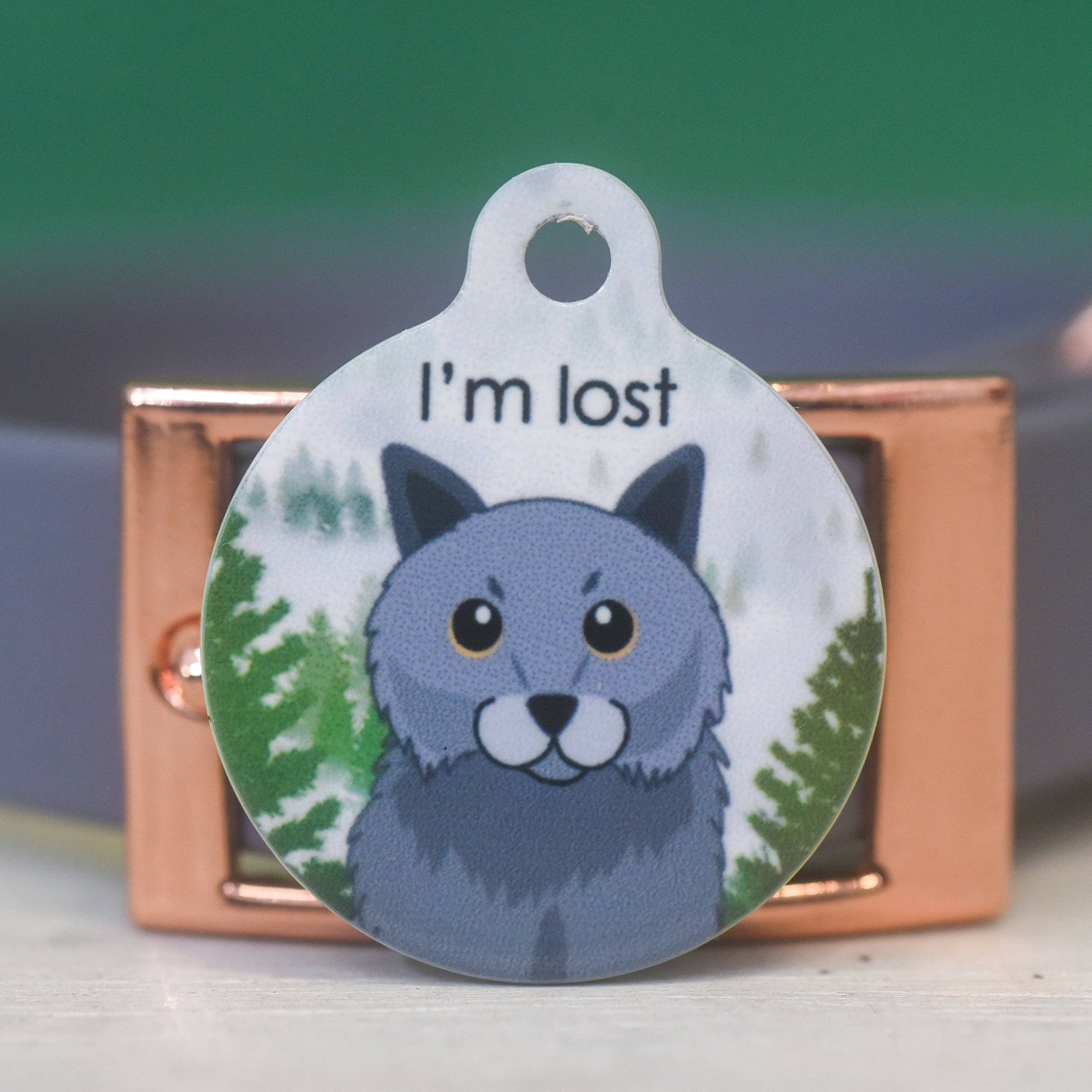 Cat Tag Personalised with Foggy Forest Design for Cat Collar ID Tags