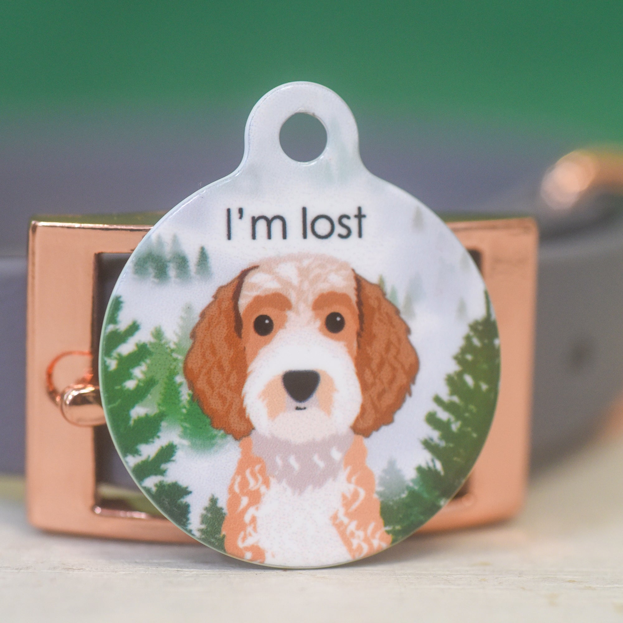 Dog Tag Personalised - Foggy Forest Realistic Illustrations