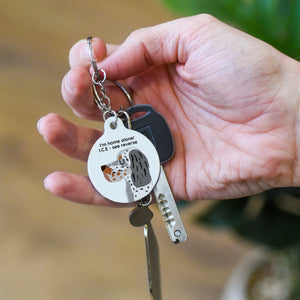 Personalised In case of Emergency Dog home alone keyring