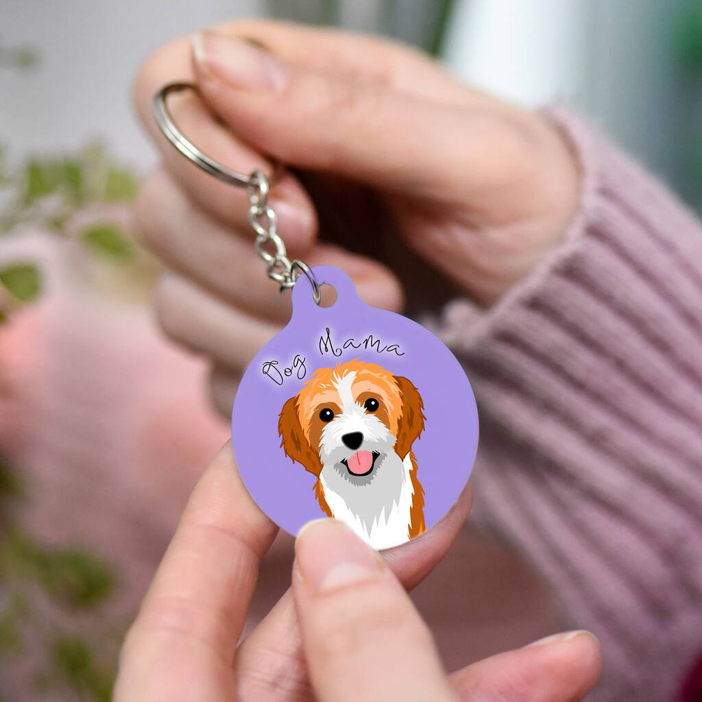 Personalised Dog Mum Portrait Keyring Gift