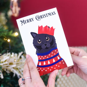 Personalised Party Cat Christmas Card