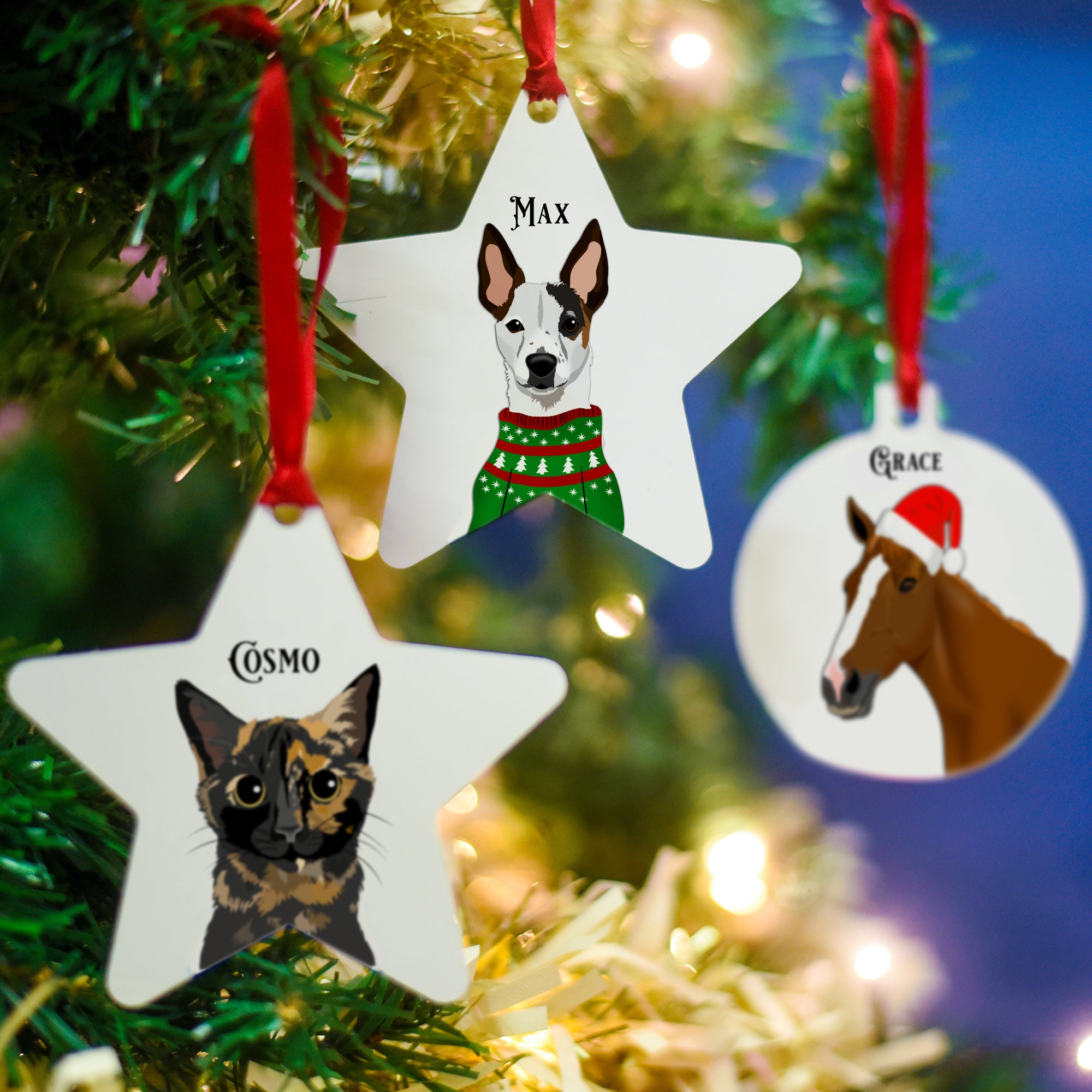 Pet Portrait Christmas Hanging Ornament Personalised