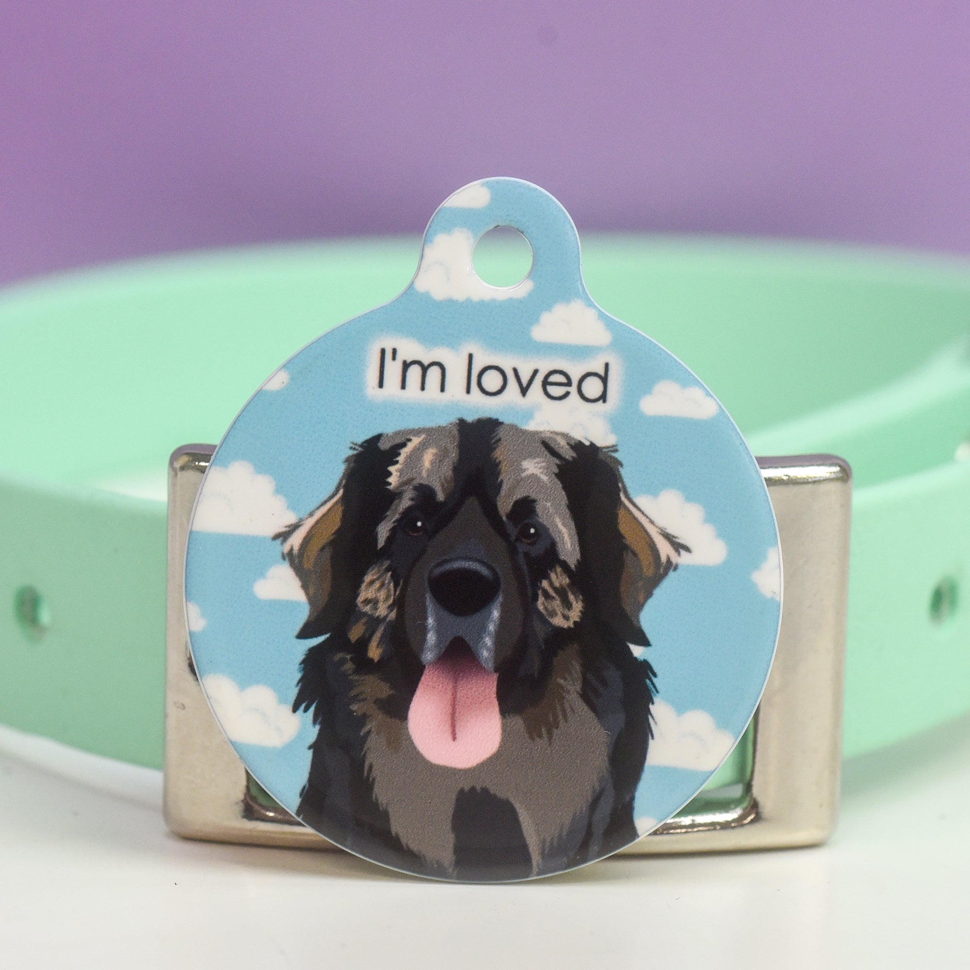 Dog Tag Personalised - Happy Clouds Realistic