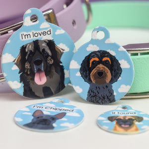 Dog Tag Personalised - Happy Clouds Realistic