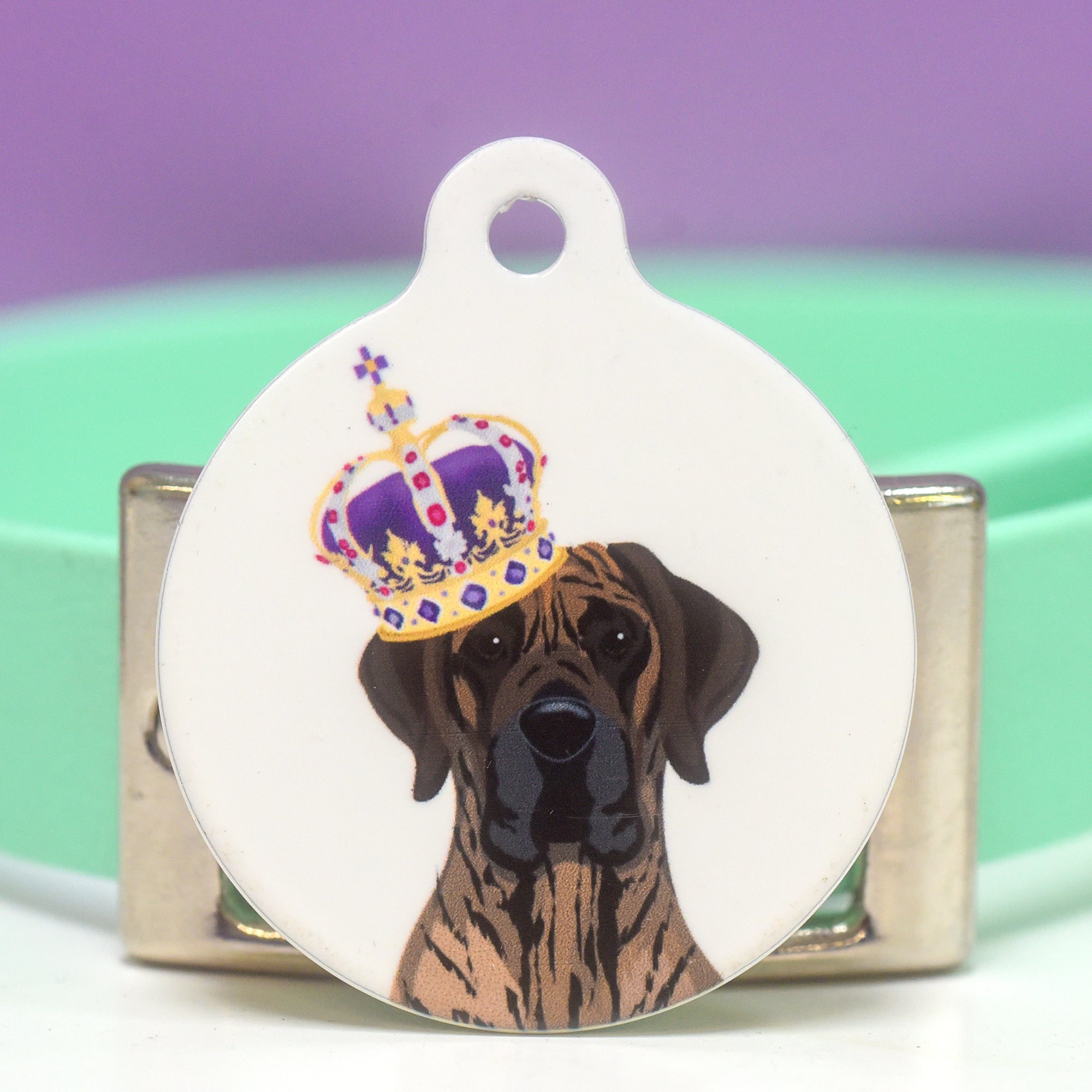 King's Coronation Royal Dog Tag - White Realistic Dog Illustrations