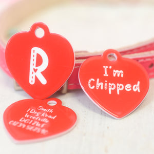 Dog Tag with Letter Initial Heart Design for Valentine's Day