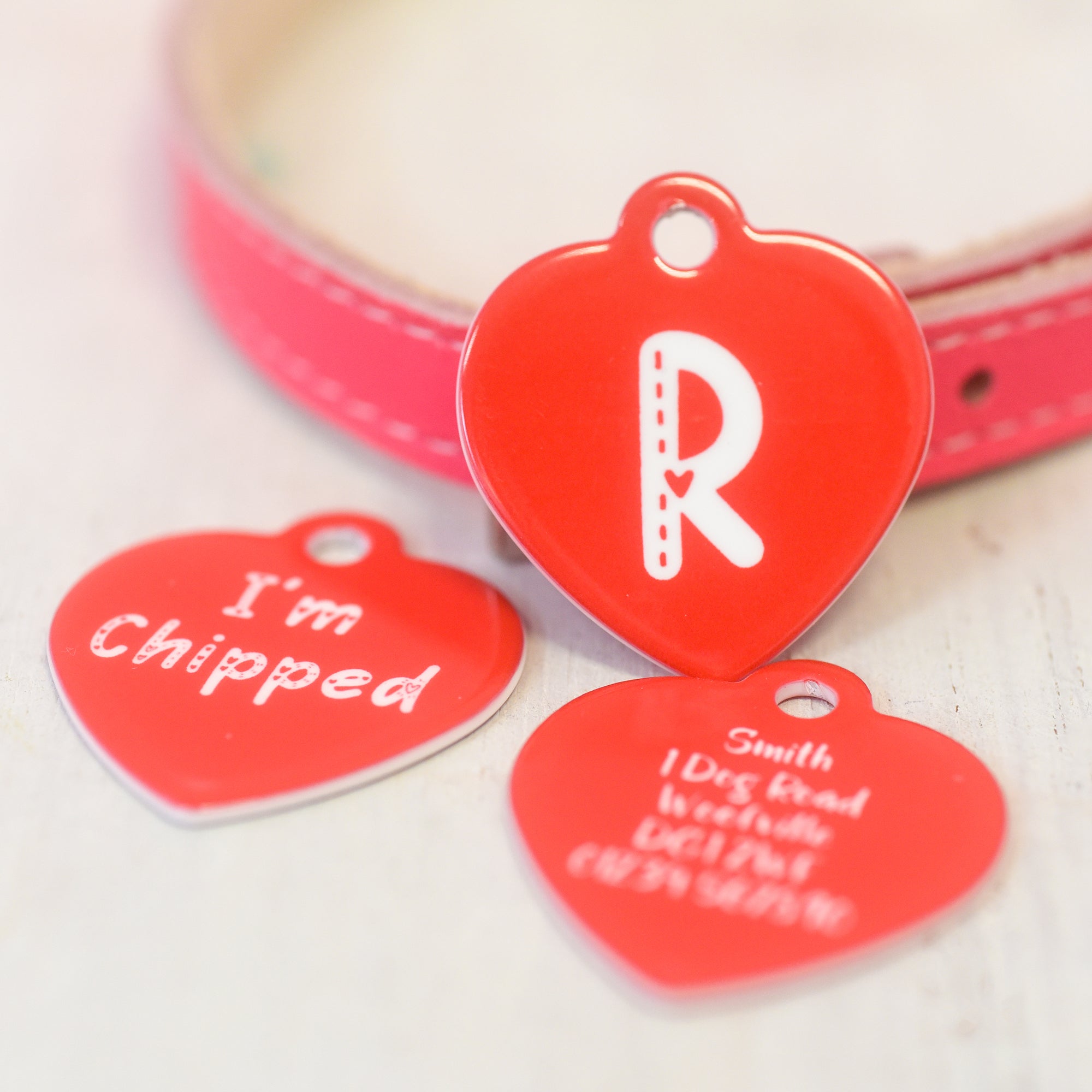 Dog Tag with Letter Initial Heart Design for Valentine's Day