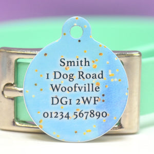 Personalised Pet ID Tag Pastel Watercolour Gold Flake