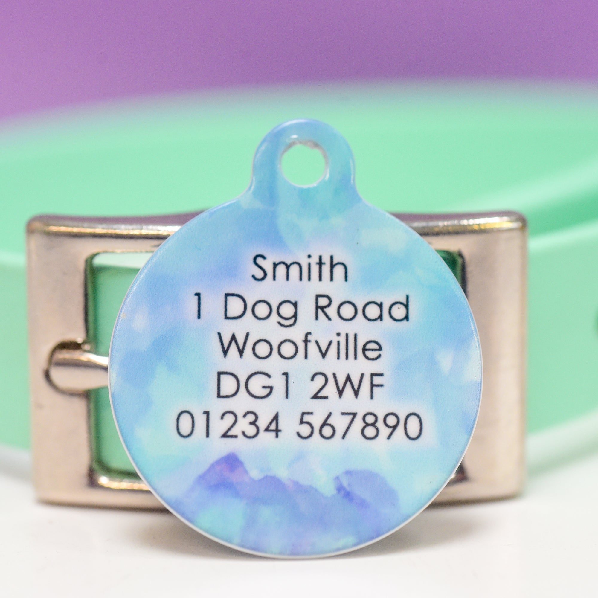 Watercolour Personalised Dog Tag - realistic dog breed