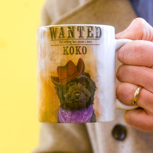 Wanted Poster Pet Mug Personalised - Wild West