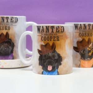 Wanted Poster Pet Mug Personalised - Wild West