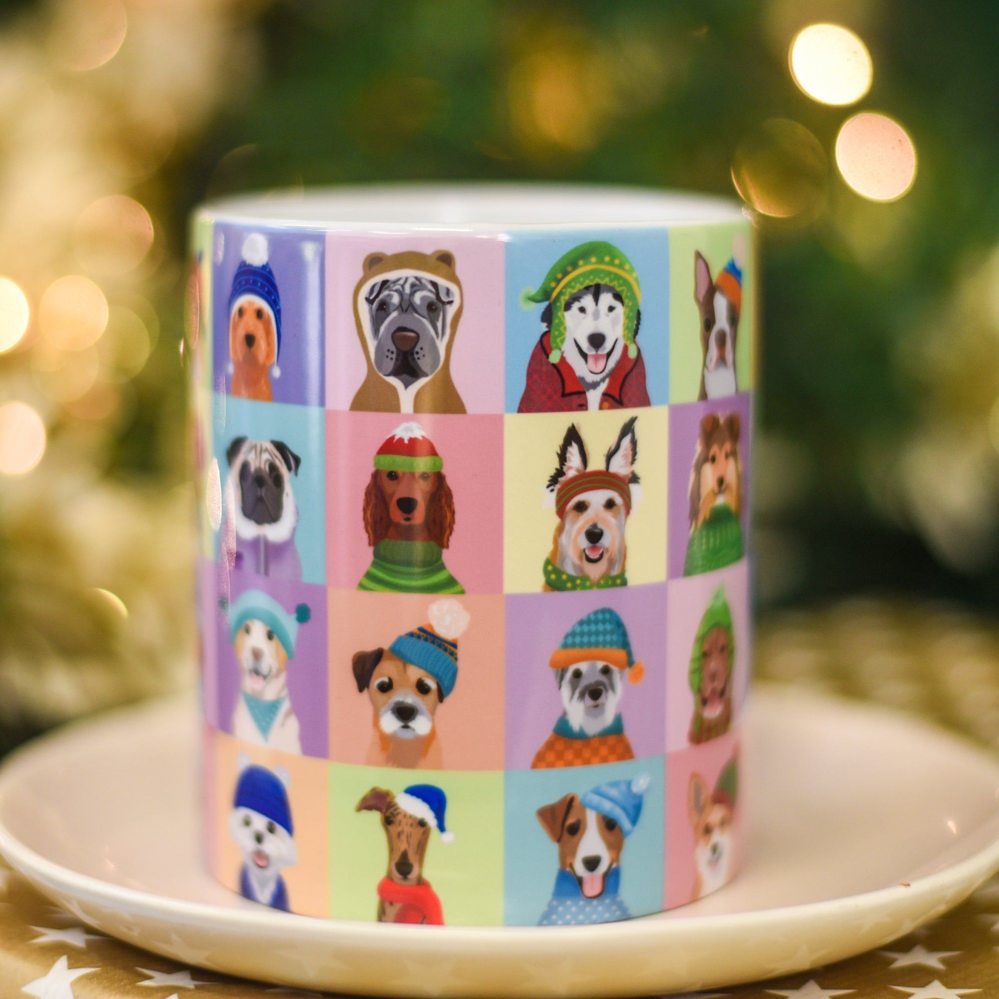 Bright Colourpop Winter Dog Mug
