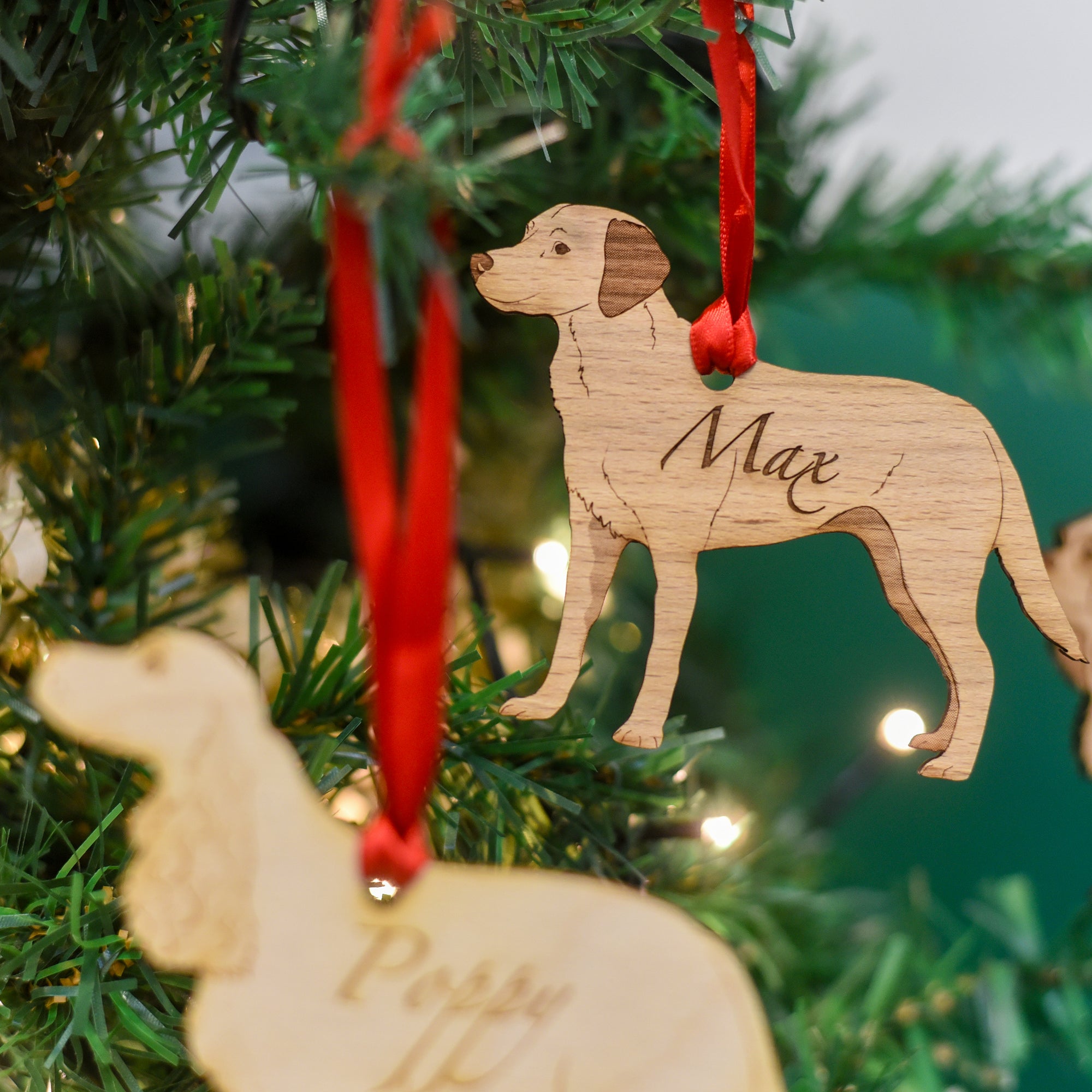 Traditional Wooden Dog Breed Christmas Decoration Personalised