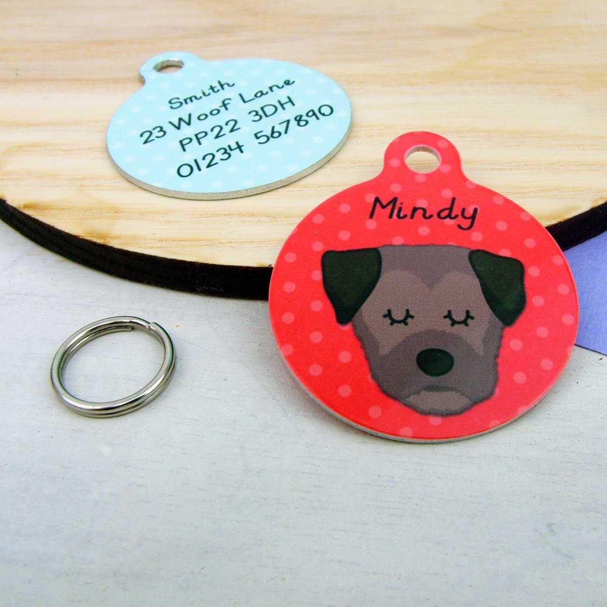 Border Terrier Personalised Pet Name Tag  - Hoobynoo - Personalised Pet Tags and Gifts