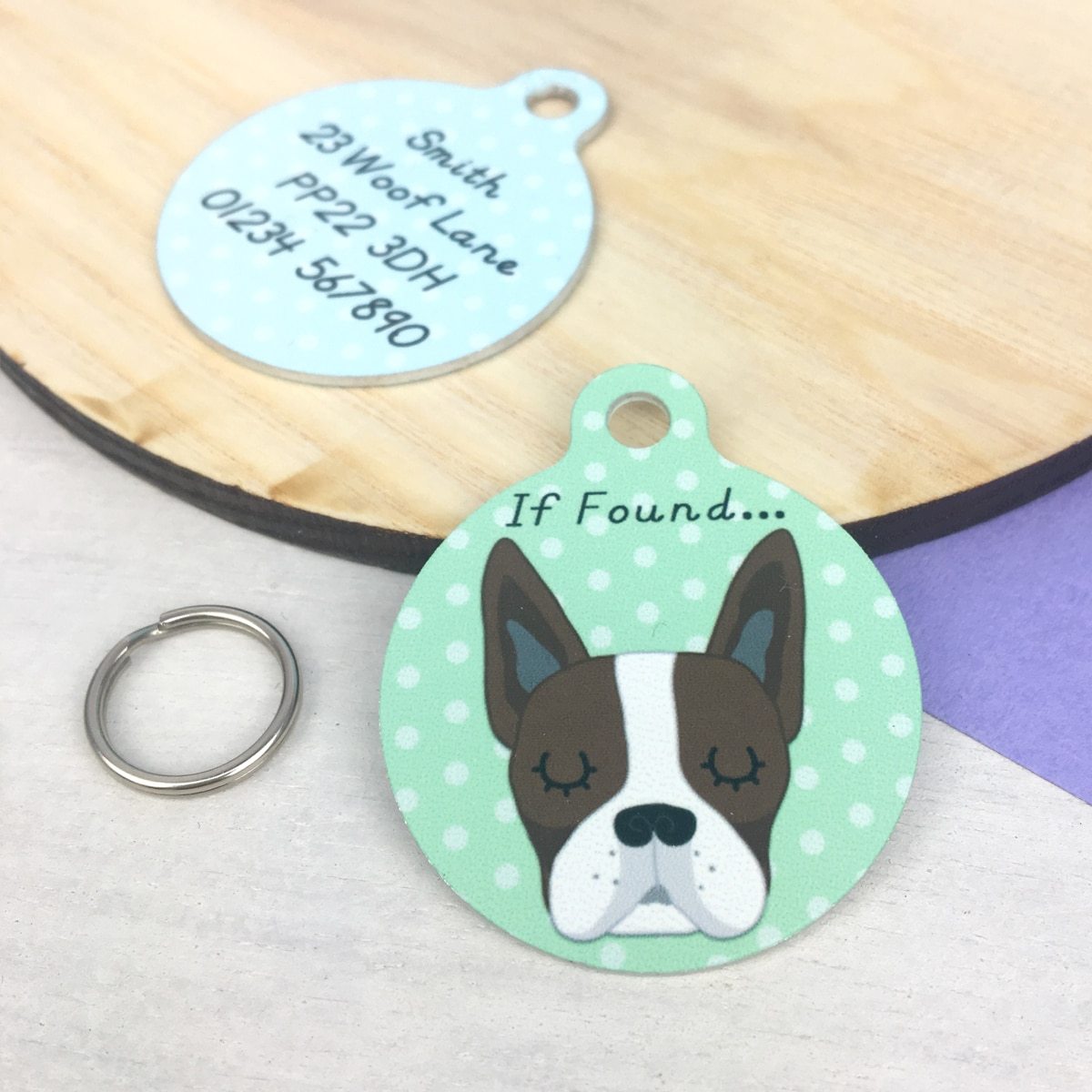 Boston Terrier Personalised Pet Name Tag  - Hoobynoo - Personalised Pet Tags and Gifts