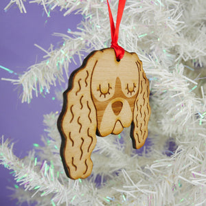Cavalier King Charles Spaniel Wooden Christmas Decoration  - Hoobynoo - Personalised Pet Tags and Gifts