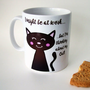 Thinking about my Cat Work Mug  - Hoobynoo - Personalised Pet Tags and Gifts