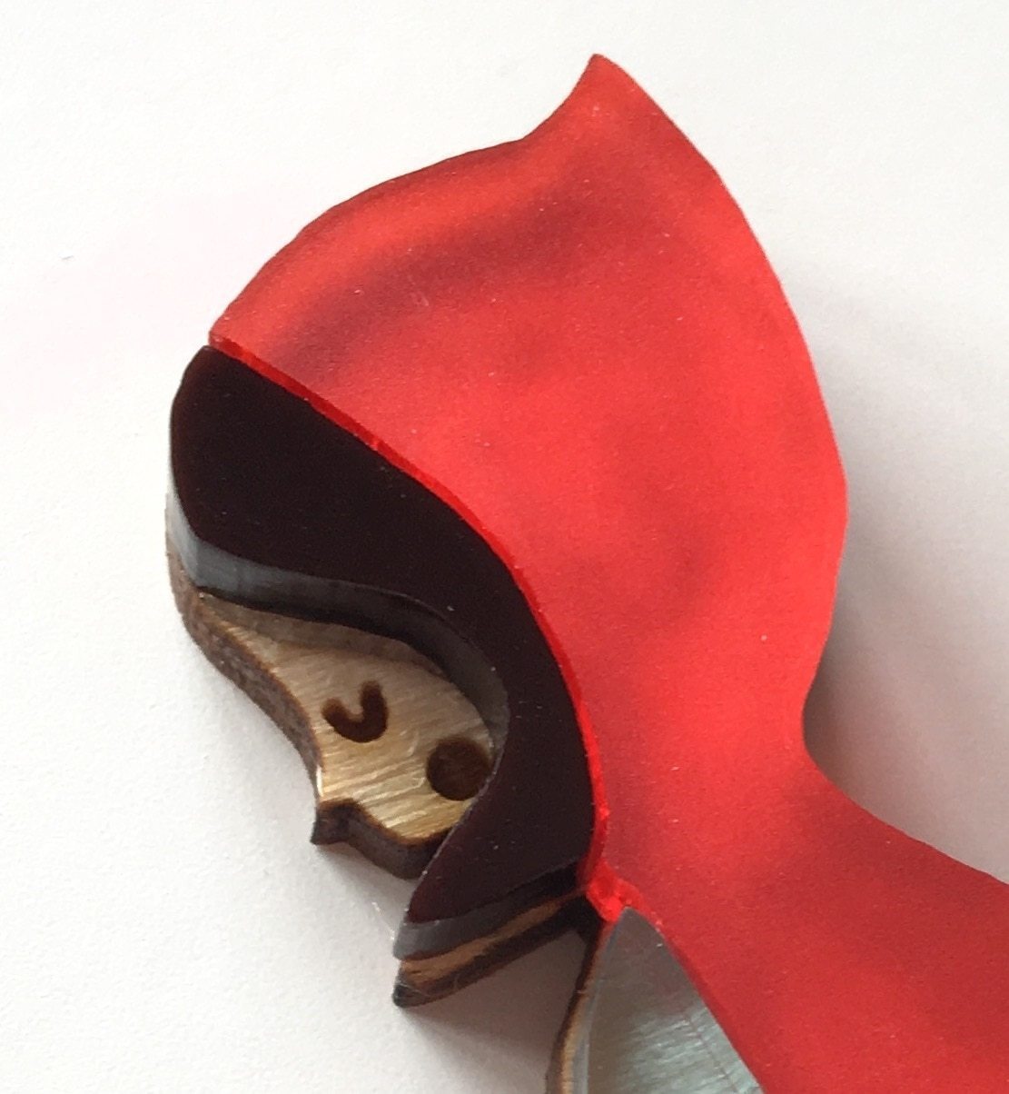 Handmade Red Riding Hood Red Riding Hood Handmade Acrylic Brooch – Hoobynoo.co.uk